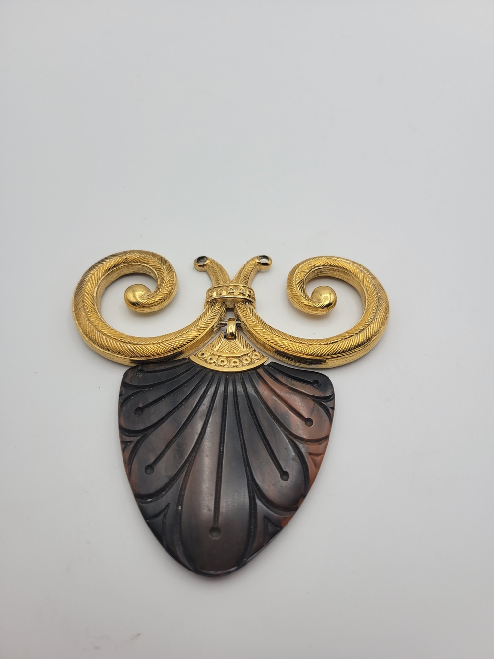 Vintage Crown Trifari Resin Crown Egyptian Revival Pendant